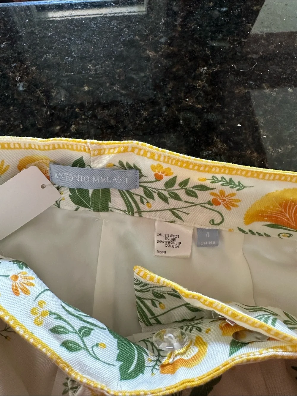 Antonio Melani Yellow Floral Two-Piece Crop Top & Skirt Set